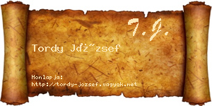 Tordy József névjegykártya